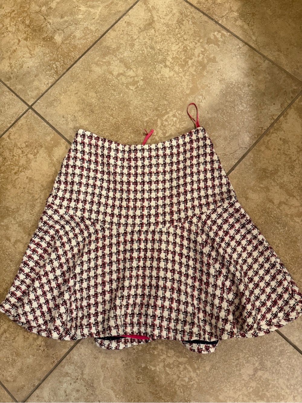 Anthropology Woman’s Pink and White Tweed Flare Skirt